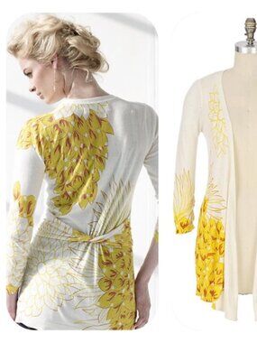 SPARROW Anthropologie Golden Floral Petals Cardigan Sweater Sz. XS